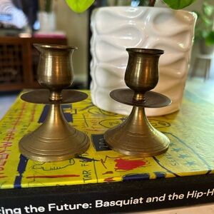 Timeless Brass Candle Holders with Elegant Accents